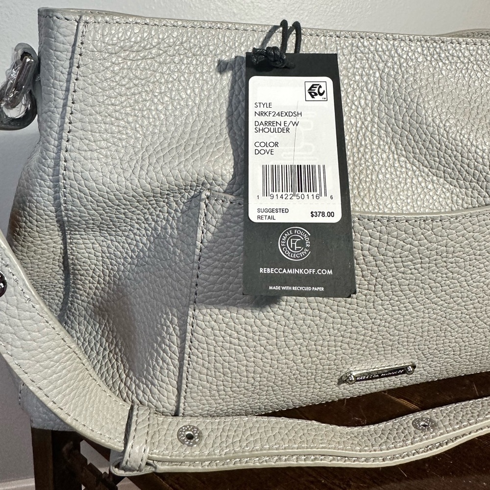 Rebecca Minkoff Darren East West Elegant Gray Leather Shoulder Bag in Dove - Picture 5 of 6